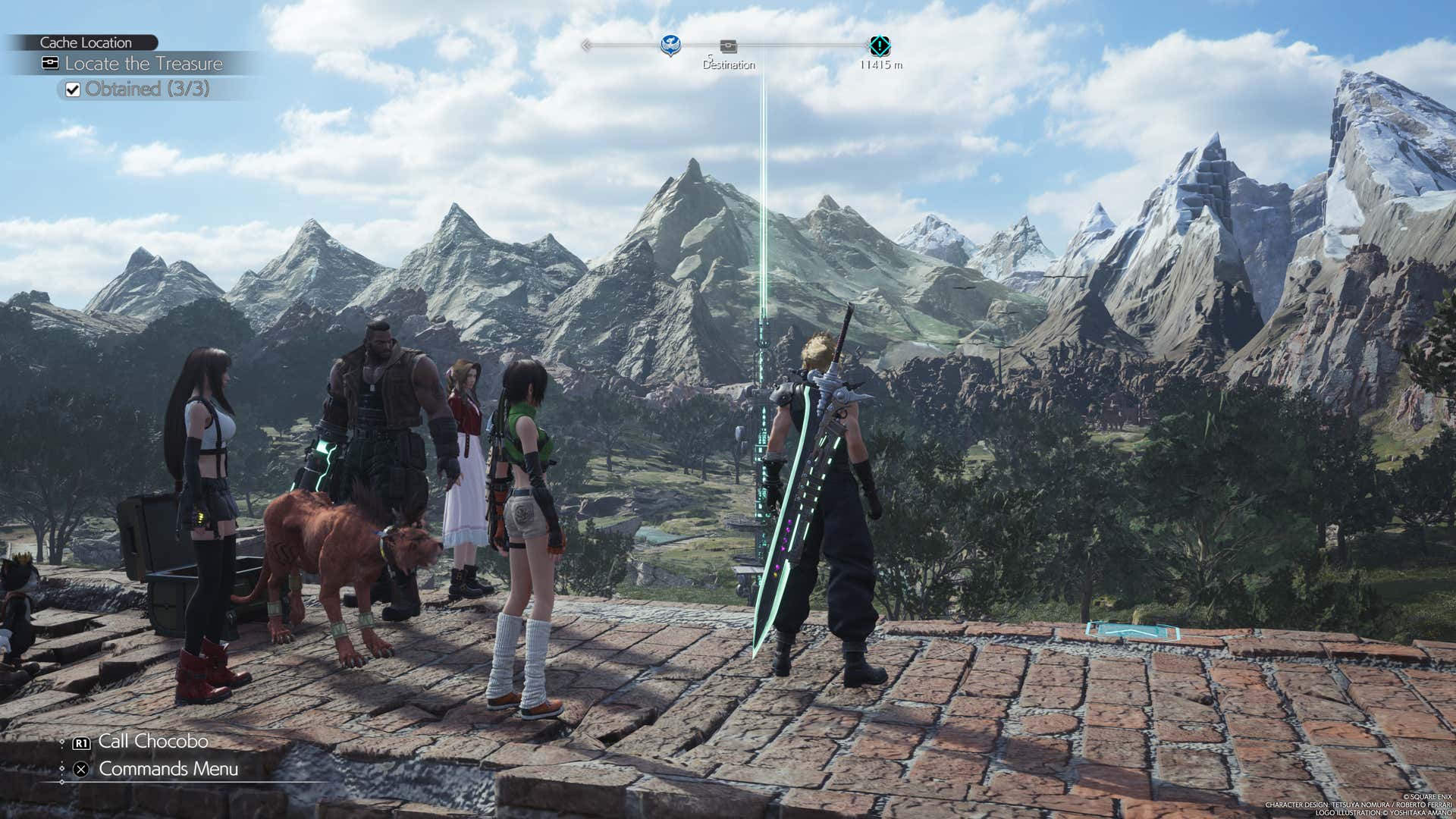 Claude and the group look out into the distance as the game is set to graphics mode.